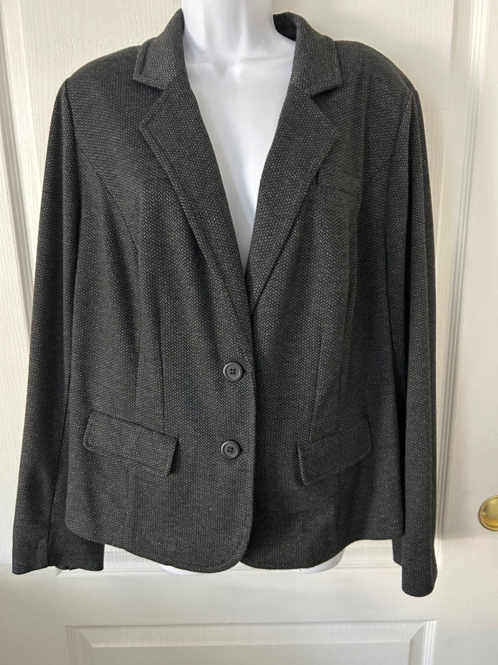 Blazer Lane Bryant Gray Herringbone Knit Corpcore Business